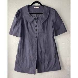 Tulle Birds Print Jackets/ Blazer & Coats Unique Coat-shirt Grey/Blue Size XL.